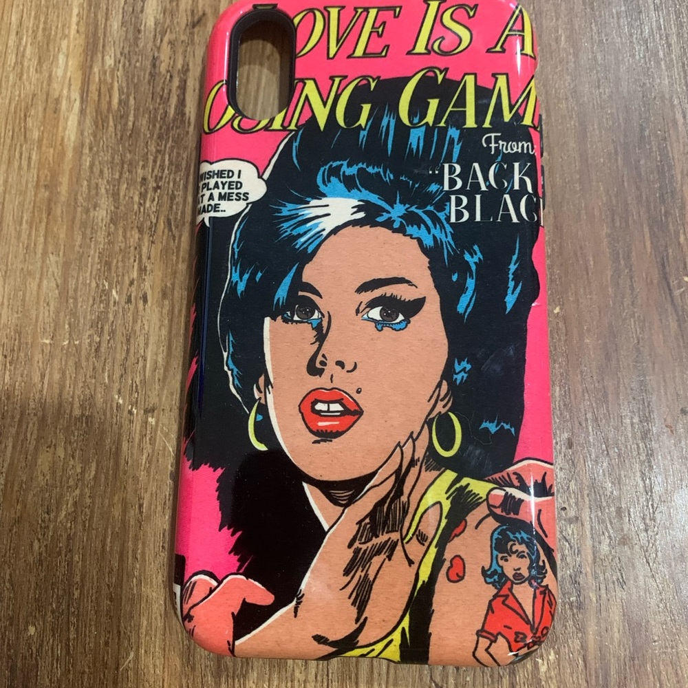 Retro Comic Style Phone Case - Pink and Black USED